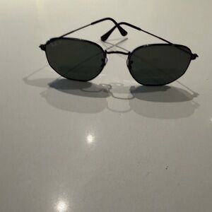 Ray-Ban Black Frame Sunglasses with Dark Green Lenses